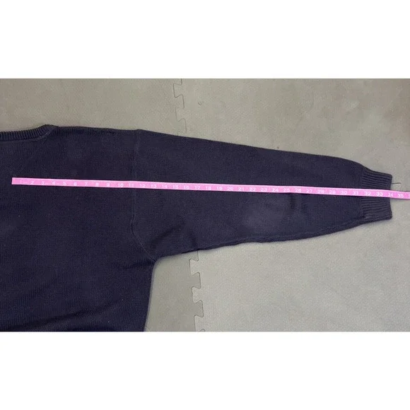 Tommy Hilfiger Vintage Navy Blue Rib Knit Pullover Sweater Mens Large Logo Chrty - Picture 15 of 15